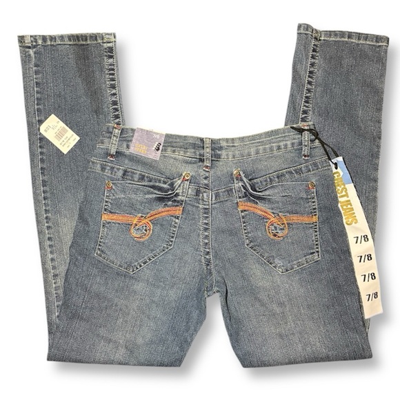 Y2k Vintage Deadstock Low Rise Embroidered Crest Jeans - Picture 2 of 8